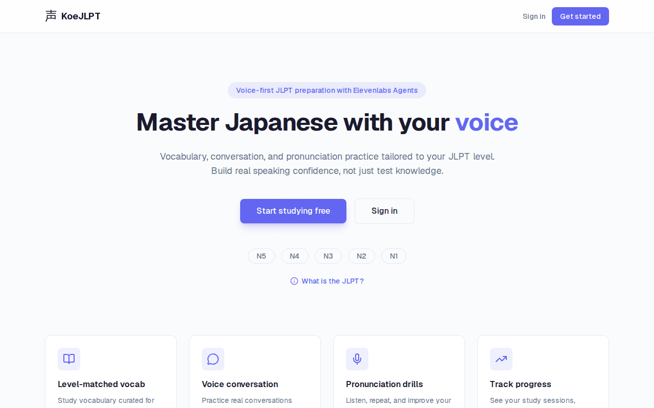 KoeJLPT — Voice-First JLPT Preparation App screenshot